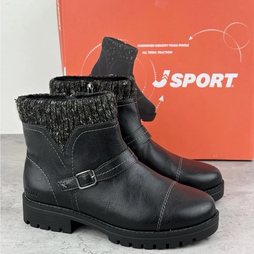 JSport Violet Women's Memory Foam Fax Fur‎ Insulated Ankle Boots Black  Size 7